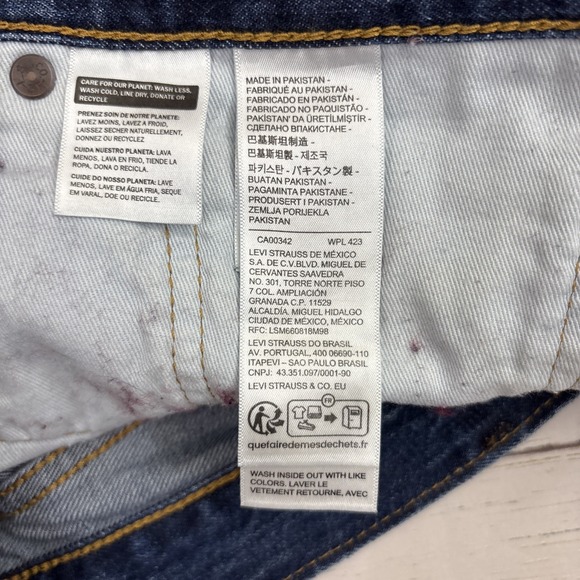 Levi's 505 Selvedge Jeans Mens 38x32 Blue Denim Straight Zip Fly Dark Wash - Picture 7 of 14